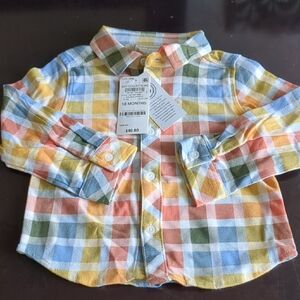 Plaid Multicolor Kids Shirt NWT 18 Months